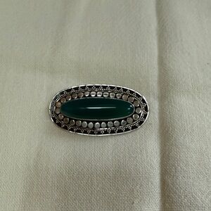 Vintage-Inspired Silver and Green Brooch